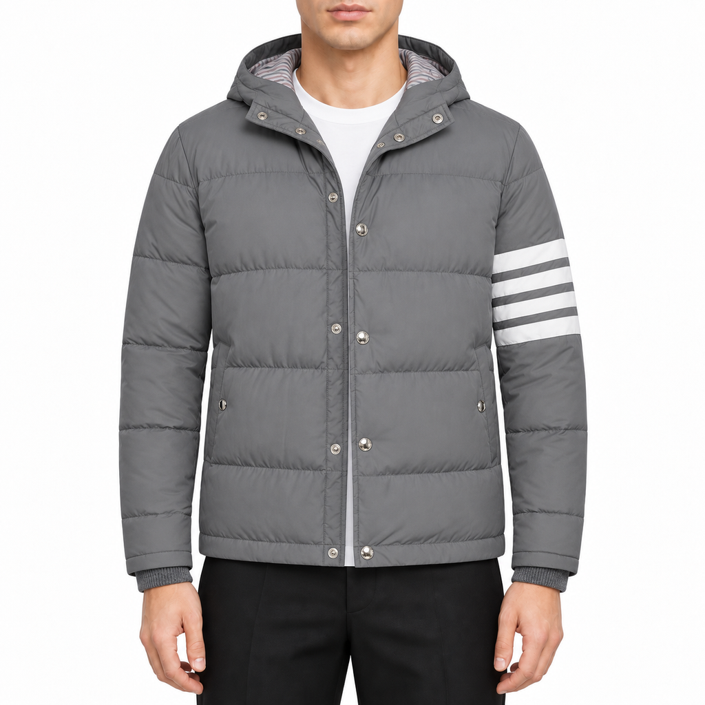 Hooded Wool Jacket - 80% Pure Wool - Signature Grosgrain Detail | Thom Browne