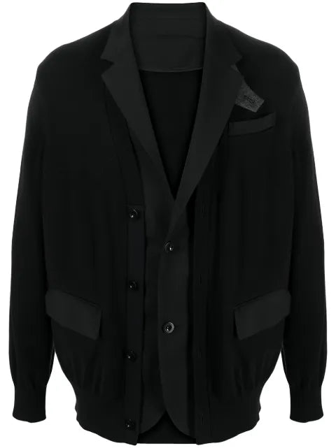 sacai layered button-front cardigan