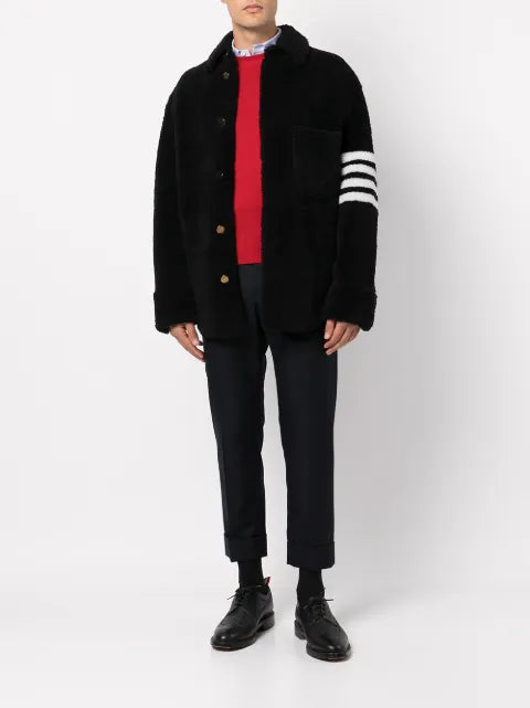 Thom Browne shearling 4-Bar oversized shirt jacket