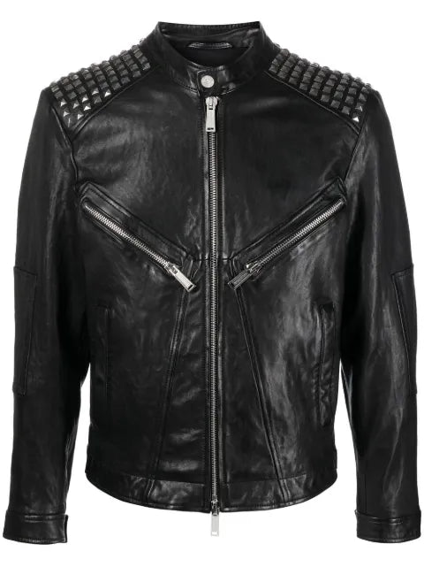 DSQUARED2 studded leather biker jacket