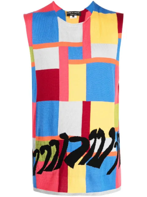 Comme des Garçons Homme Plus geometric-print sleeveless top