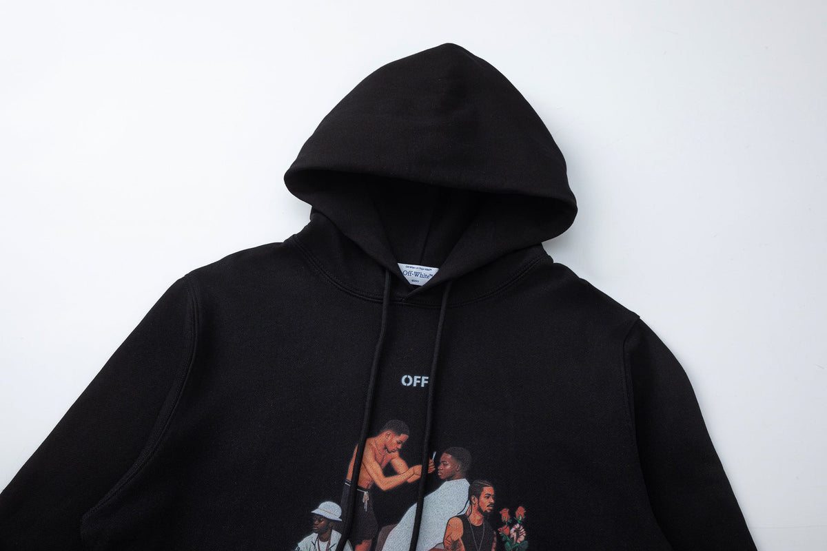Off White Black Cotton Hoodie