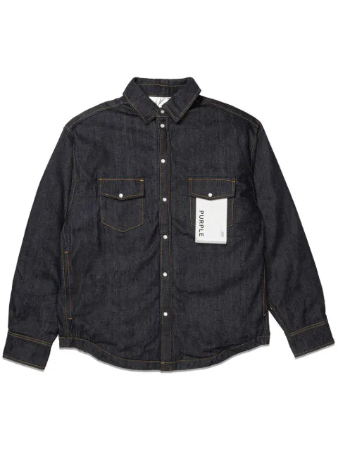 Purple Brand logo-appliqué denim jacket