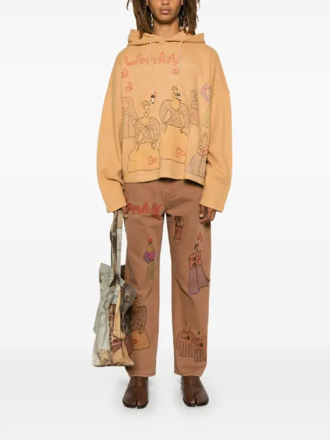 Glass Cypress motif-embroidered hoodie