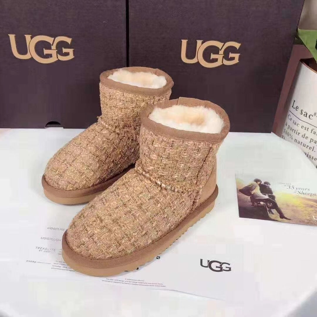 Kids Chanel-Style Snow Boots — Chic Chestnut | New Arrival | In Stock