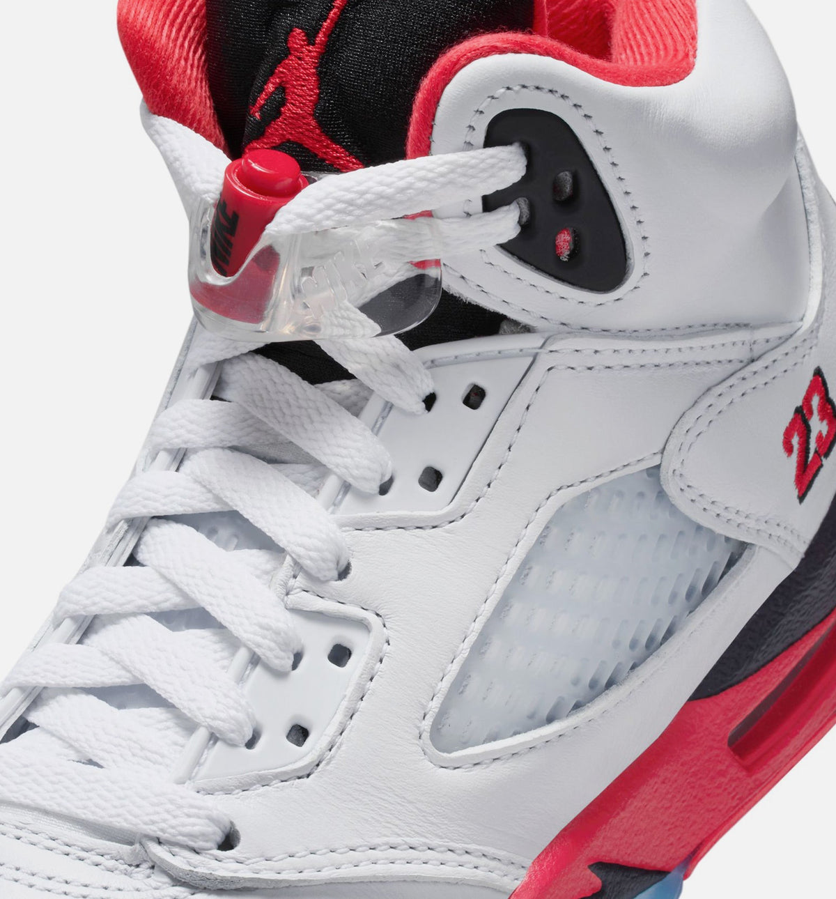 Air Jordan 5 Retro Fire Red Grade School Lifestyle Shoes - White/Fire Red/Black