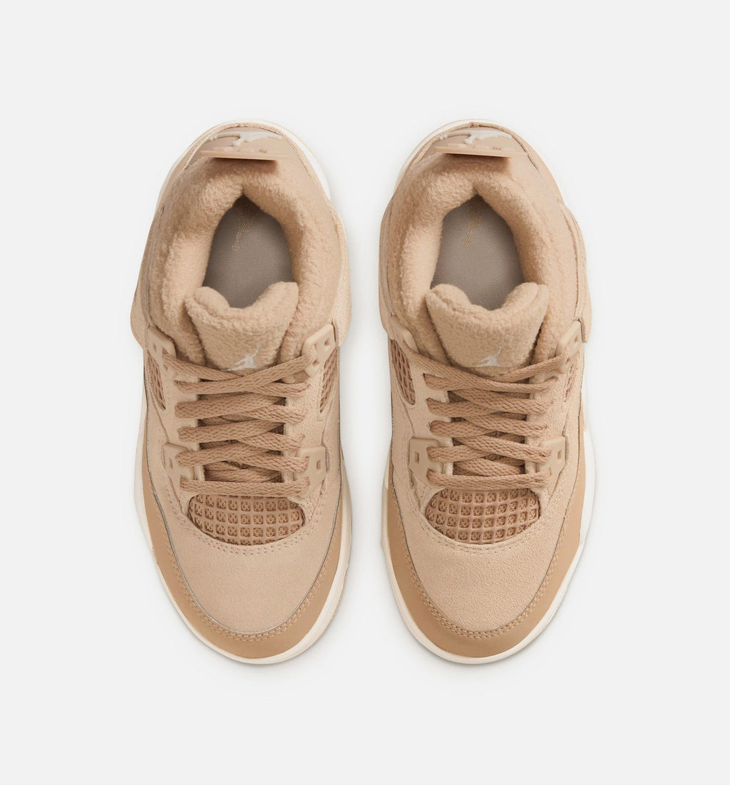Air Jordan 4 Retro Cozy Girl Preschool Shoes - Hemp Light Orewood Brown