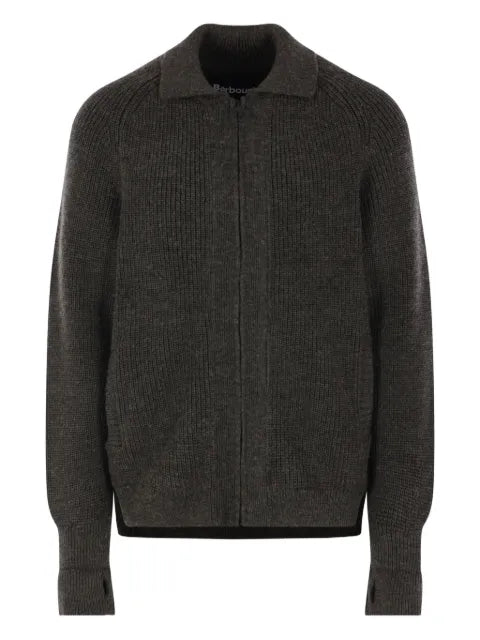 Barbour zip-fastening ribbed-knit cardigan