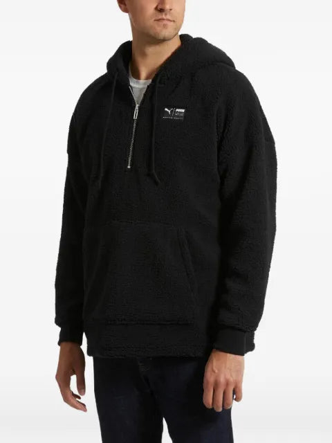 PUMA logo-patch fleece hoodie