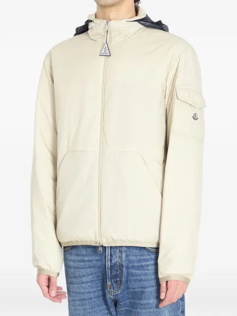Moncler beige padded hooded jacket