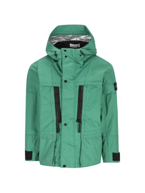 Stone Island hooded jacket with logo patch