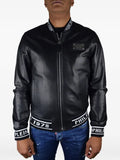 Philipp Plein logo leather bomber jacket