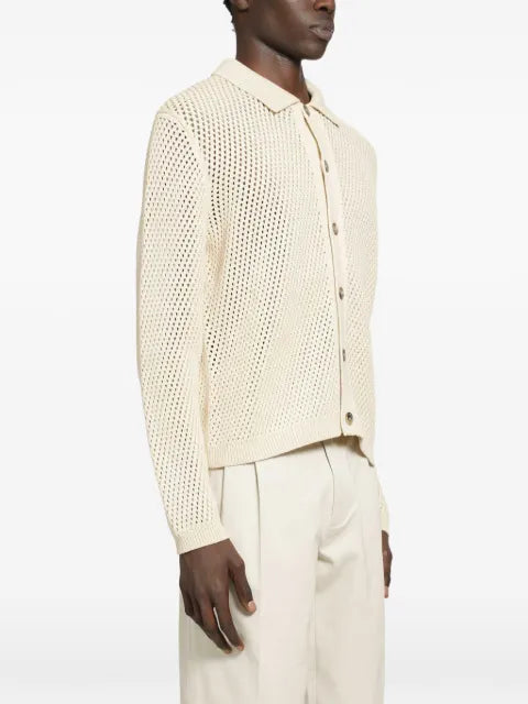 Prada open-knit collared cardigan