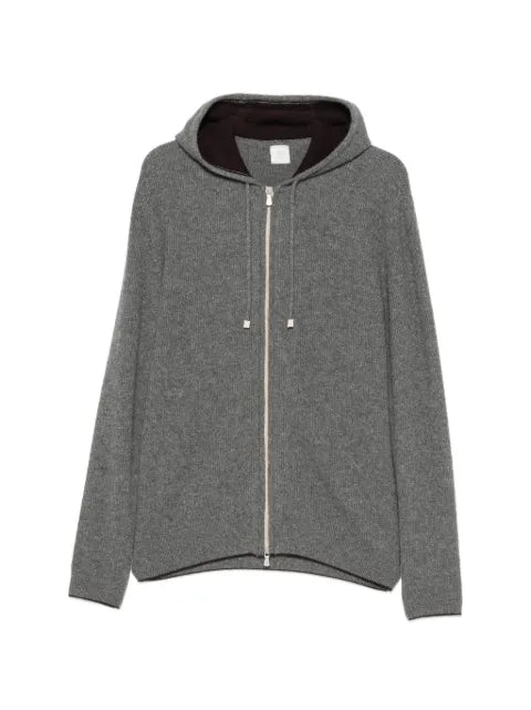 Eleventy zip-up cashmere hood cardigan