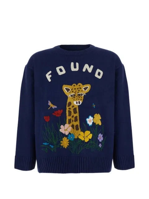 FOUND giraffe-patch intarsia-knit sweater