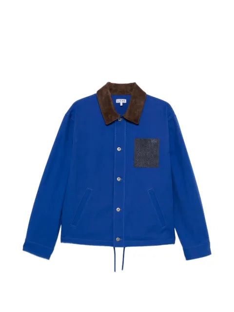 LOEWE corduroy-collar Anagram-patch jacket