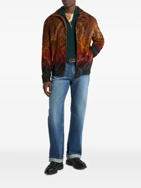 ETRO cotton corduroy jacket with placed degradé Paisley print