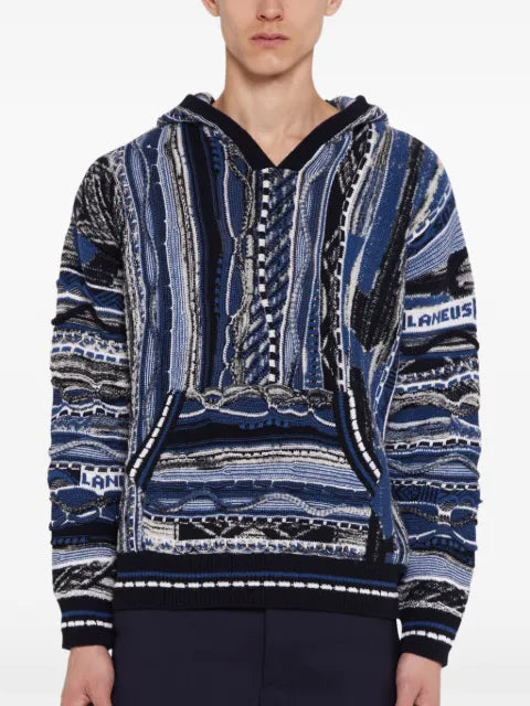 Laneus jacquard boxy-fit hoodie