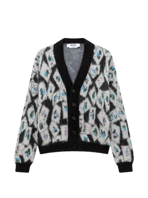 MSGM argyle-patterned brushed-finish cardigan