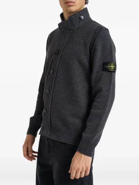 Stone Island Compass patch button-up sweater