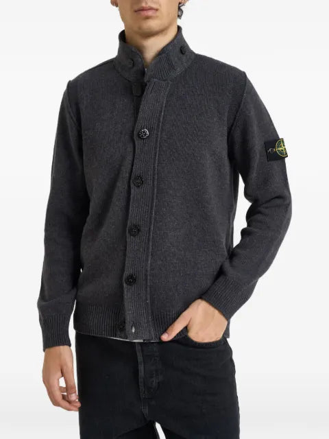 Stone Island Compass patch button-up sweater