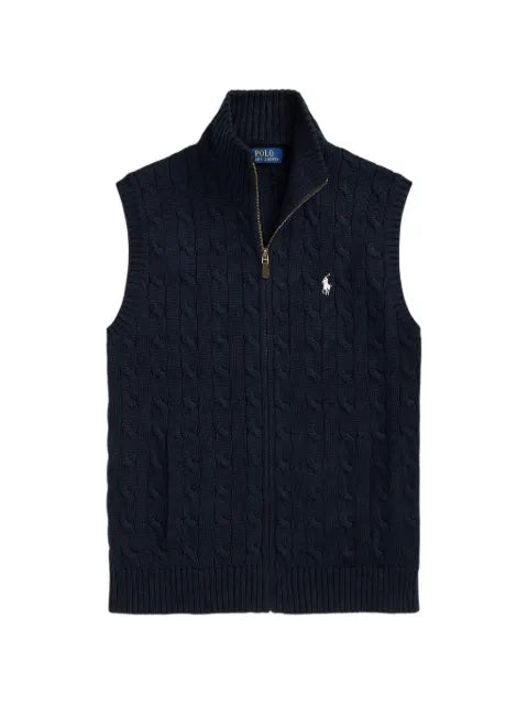 Polo Ralph Lauren cable-knit zip-up sleeveless cardigan