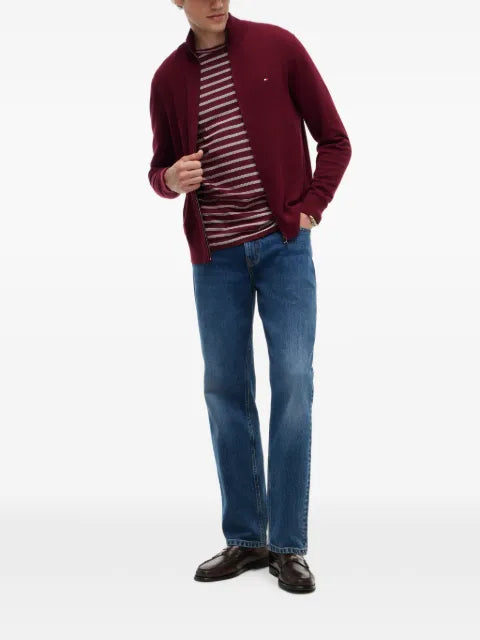 Tommy Hilfiger logo-embroidered zip-up cardigan