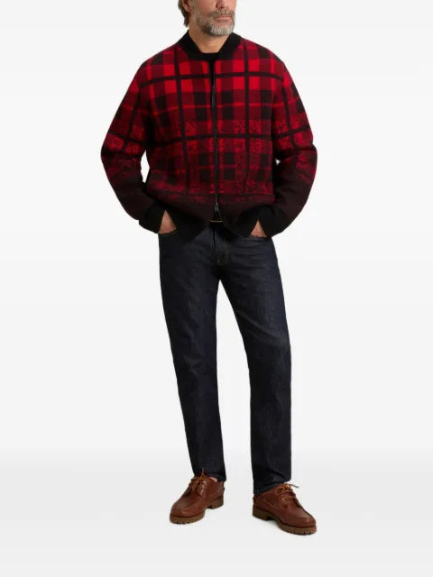 Woolrich boiled-wool check bomber jacket