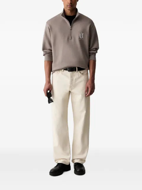 Armani Exchange logo-embroidered quarter-zip sweatshirt