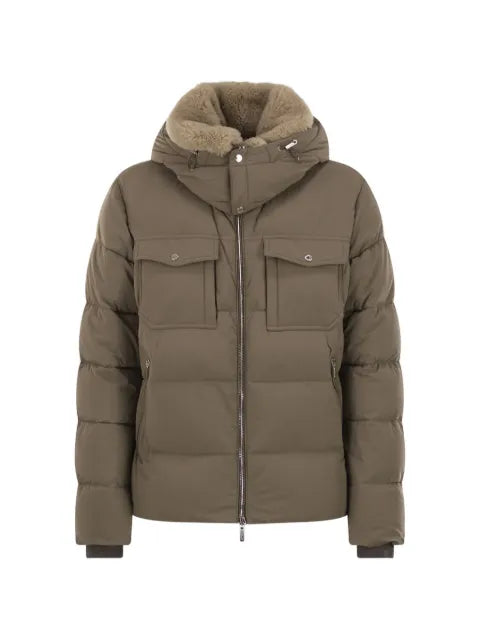 Moorer shearling-collar hooded puffer jacket