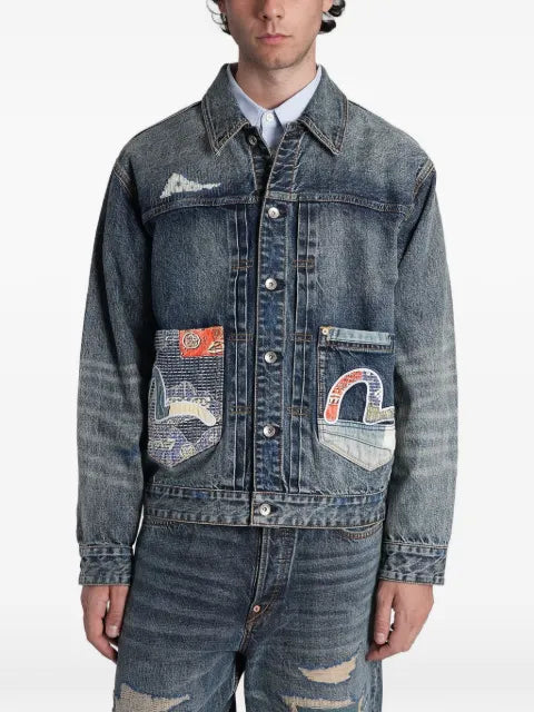 EVISU patchwork Seagull denim jacket