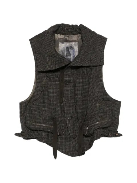 Ziggy Chen check-pattern panelled gilet