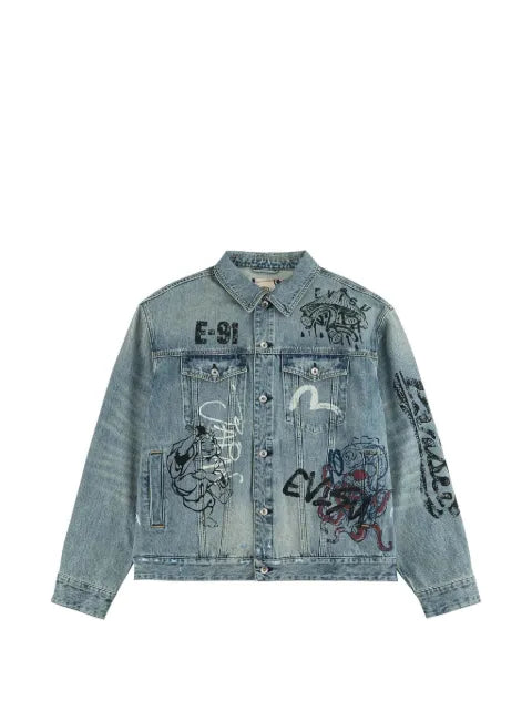 EVISU Fortune Theme hand-painted denim jacket