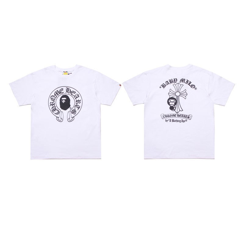 Bape Chrome Hearts Baby Milo Cross Horseshoe Oversized Tee Multi‑Style