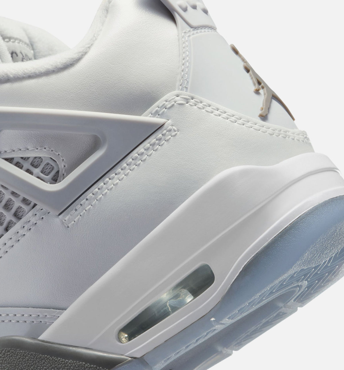 Air Jordan 4 Retro Grade School Lifestyle Shoe - Photon Dust/Blue Chill/Flat Pewter/White/Blue Tint