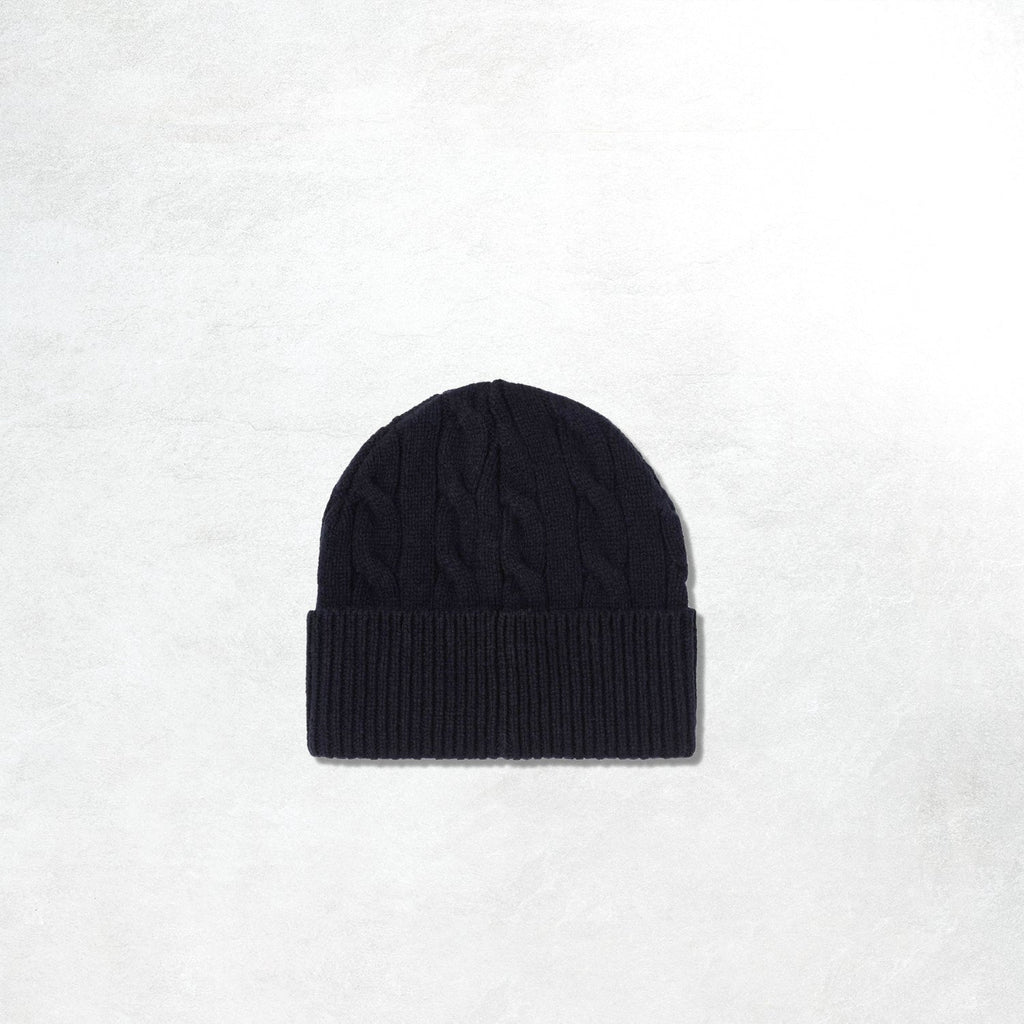 Carhartt WIP Signature Cable Beanie: Deep Night / Glassy Pink
