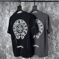Chrome Heart T Shirts Cross Leather Print Short Sleeve T-Shirt Loose