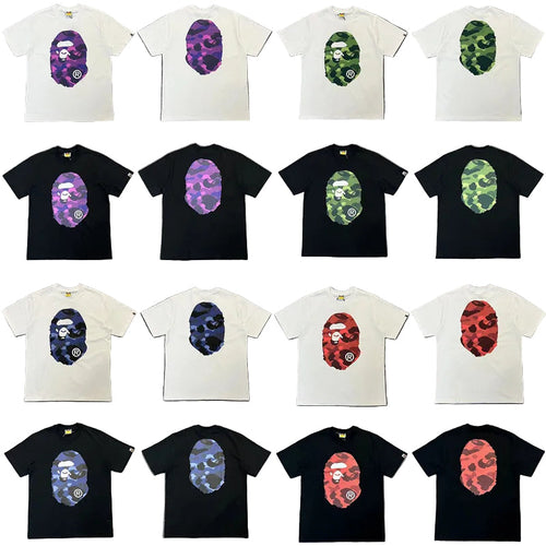 BAPE Shark Camo Graphic Tee Loose Unisex Streetwear T-Shirt