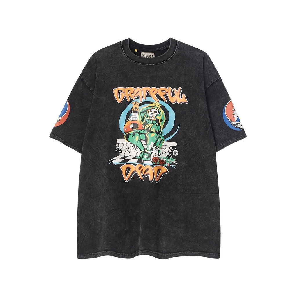 Gallery Dept T Shirts Los Angeles Street Retro Gallery Dept Printed Cartoon Short Sleeve T-shirt
