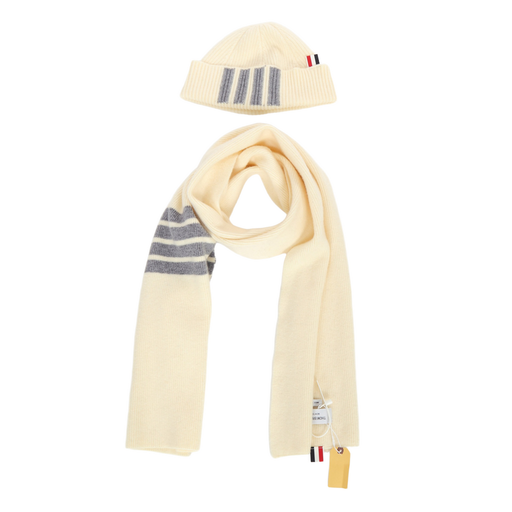 Four stripes scarf hat autumn and winter