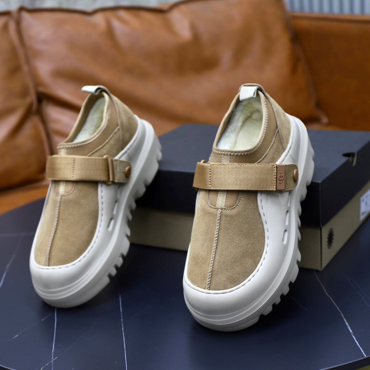 UGG Beige Strap Platform Casual Shoes