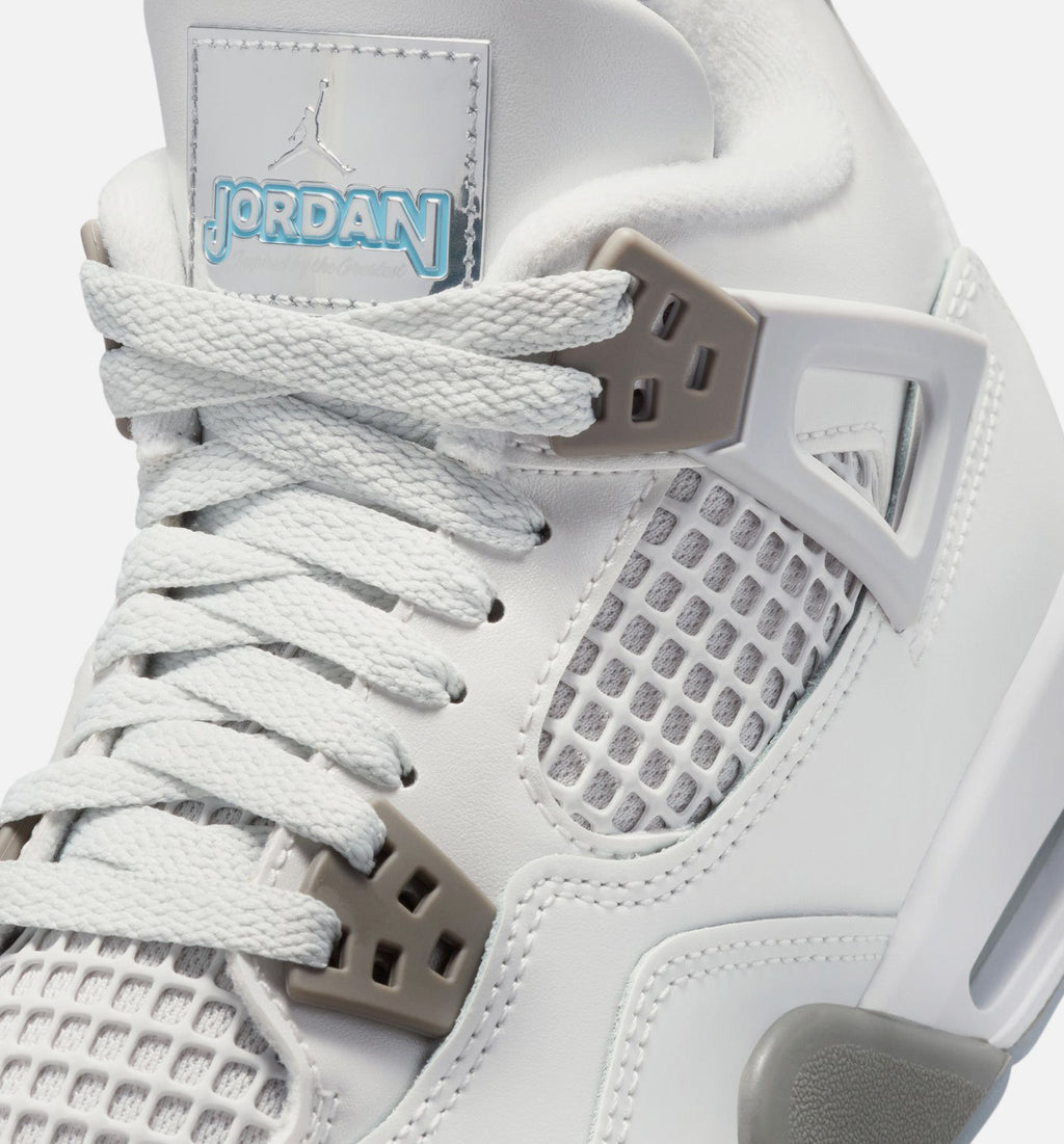 Air Jordan 4 Retro Grade School Lifestyle Shoe - Photon Dust/Blue Chill/Flat Pewter/White/Blue Tint