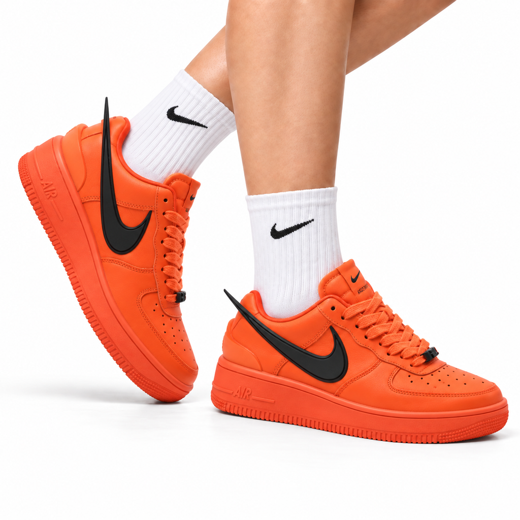 Nike Air Force 1 Low Orange Black Unisex Sneakers Style 13
