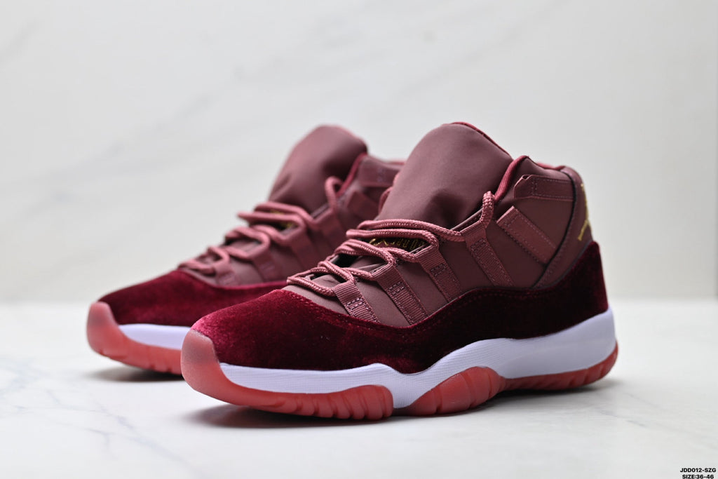 Air Jordan 11 Retro Burgundy and Gold Unisex Sneakers Style 14