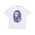 BAPE Purple Plaid Ape Head Graphic T-Shirt