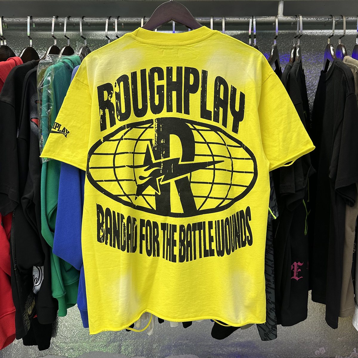 Rough Play Skate Skeleton Yellow Graphic T-Shirt