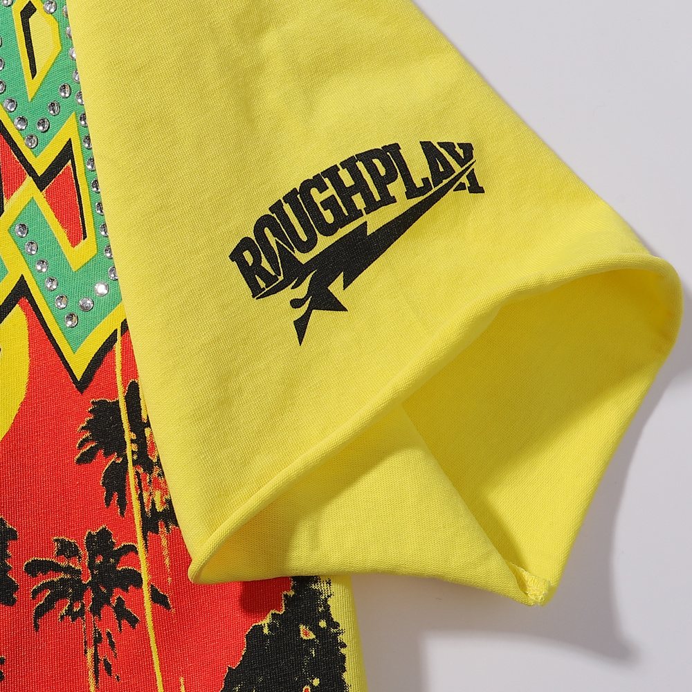 Rough Play Skate Skeleton Yellow Graphic T-Shirt