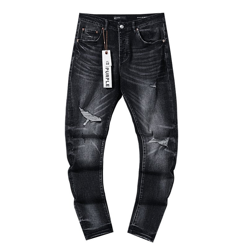 Purple Brand Black Washed Distressed Jeans