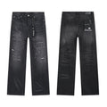 Purple Brand Black Distressed Straight-Leg Jeans