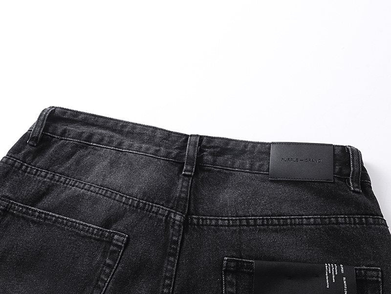Purple Brand Black Distressed Straight-Leg Jeans